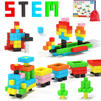 Hiwawind 40pcs Magnetic Blocks -Ideal Gifts for 3 4 5 6 Year Old,STEM Learning Toys for 3-5 Year Old Boys & Girls, Safe & Strong Building Blocks with ASMR Sounds,Classroom Must Haves