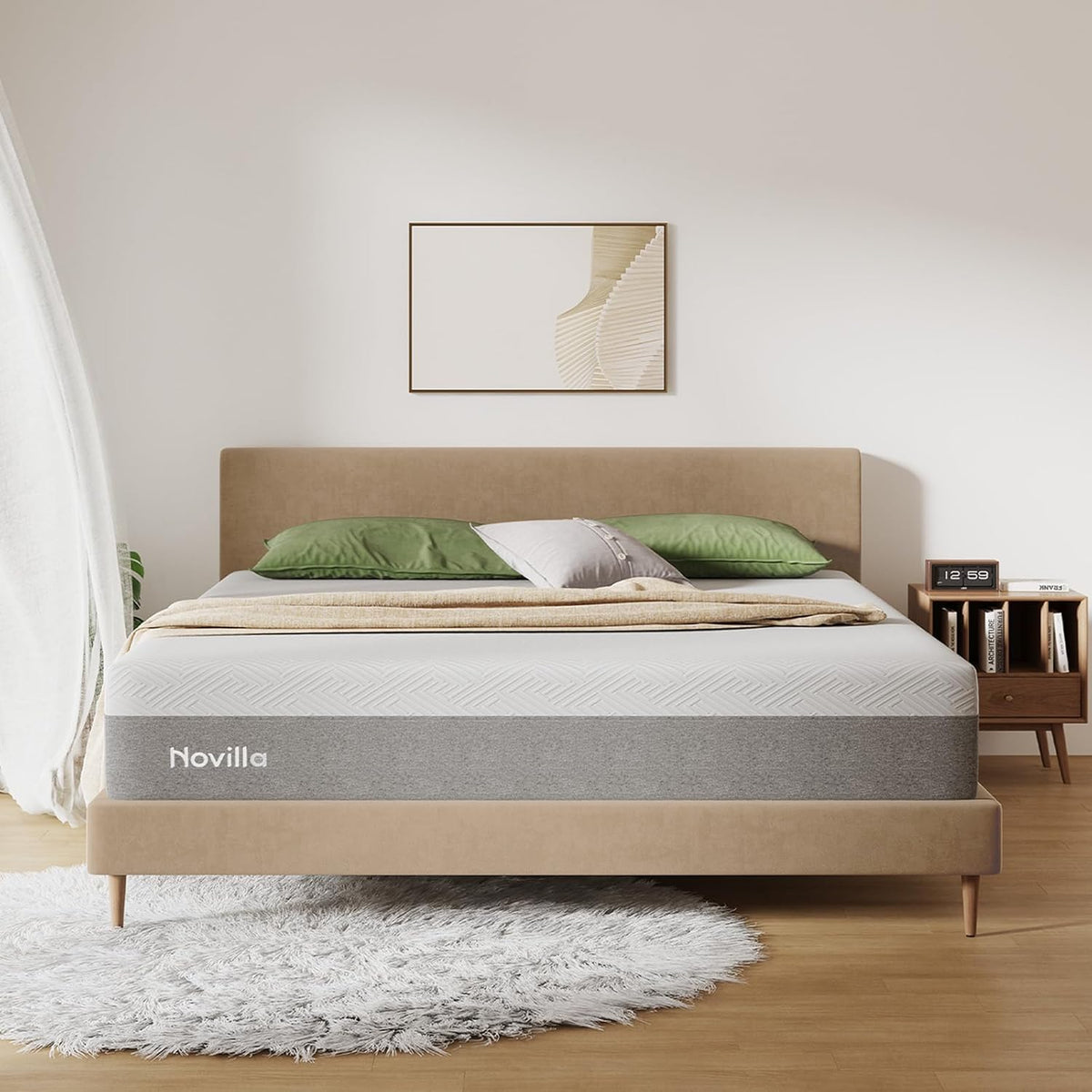 Novilla King Size Mattress, 12 Inch Gel Memory Foam King Mattress for Cool Night & Pressure Relief, Medium Plush Feel with Motion Isolating, Bliss
