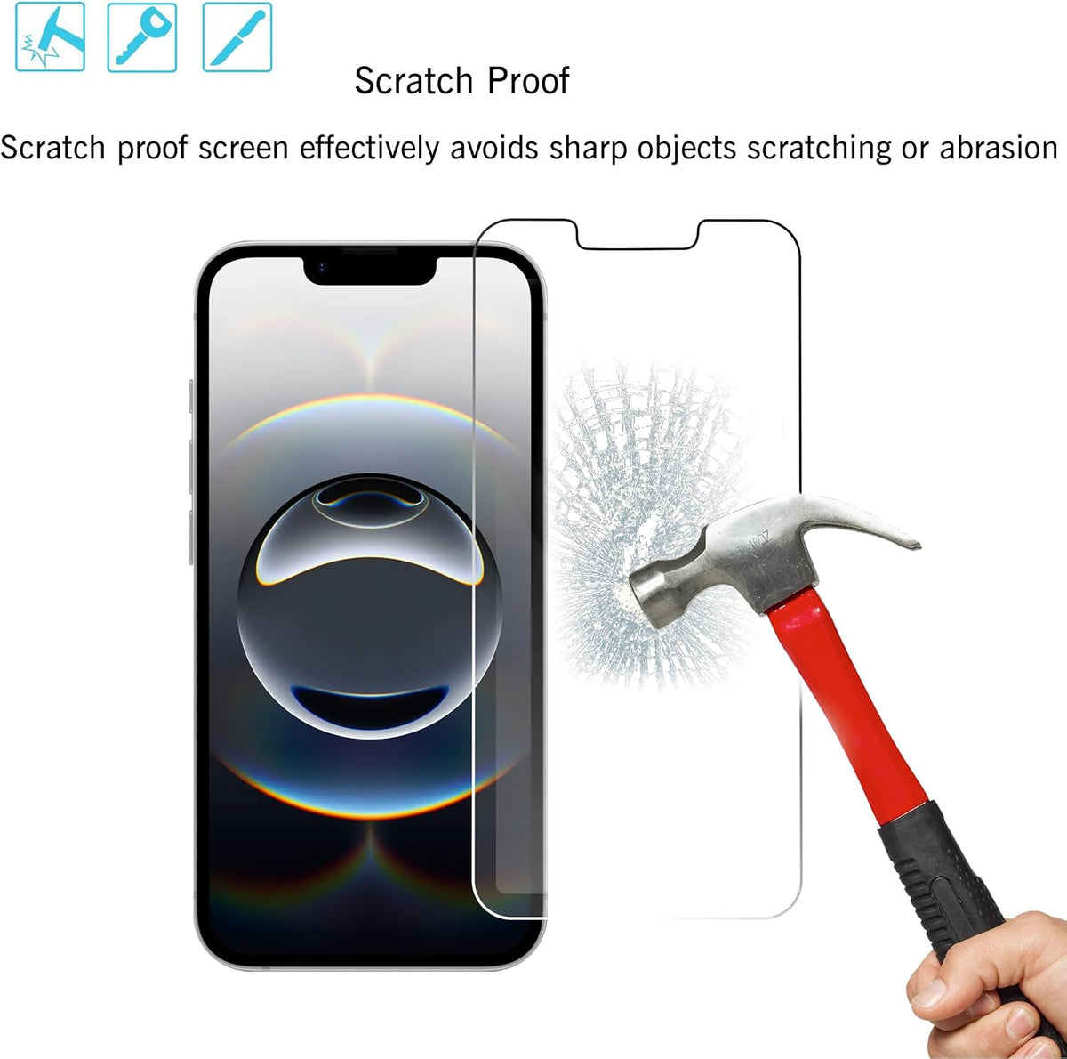 Ailun Screen Protector for iPhone 16e / iPhone 14 / iPhone 13 / iPhone 13 Pro [6.1 Inch] Display 3 Pack Tempered Glass, Case Friendly [Not for iPhone 16 6.1 Inch]