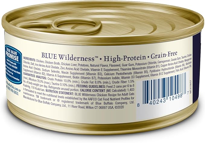 Blue Buffalo Wilderness High-Protein Grain-Free Wet Food For Adult Cats 7+, Chicken Recipe, 5.5-oz., 24-count - Cart Shape