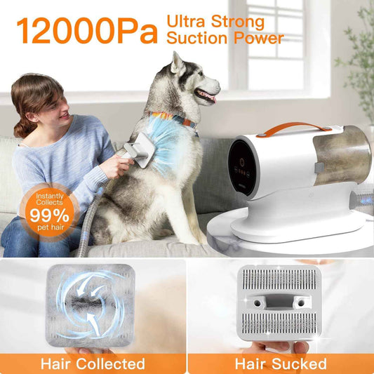 AIRROBO Dog Grooming Vacuum Kit,12000Pa Strong Pet Vacuum for Shedding,Grooming Hai,Quiet,PG100,2L Large Capacity