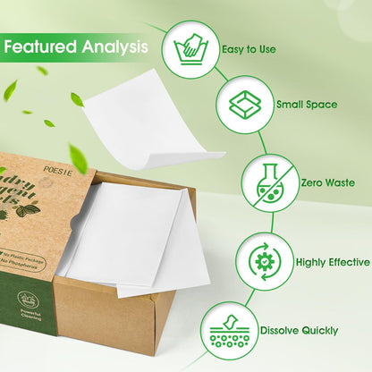 Poesie Laundry Detergent Sheets Fresh Scent 160 Count Clear Non-Plastic Hypoallergenic Liquid Less Sheets for Home Dorm Travel Camping & Hand Washing Clean No Waste