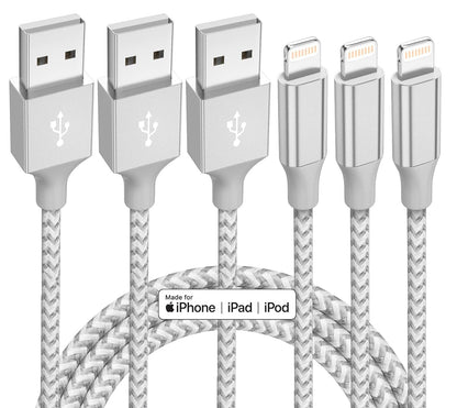 iphone 3 pack 10ft lightning nylon braided apple mfi certified fast charging cord