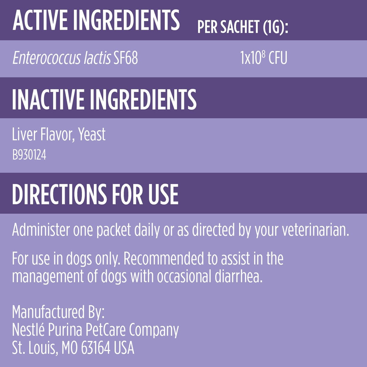 Purina Pro Plan Veterinary Supplements FortiFlora Daily Probiotics for Dogs, 30 count, supports digestive gut health and diarrhea relief
