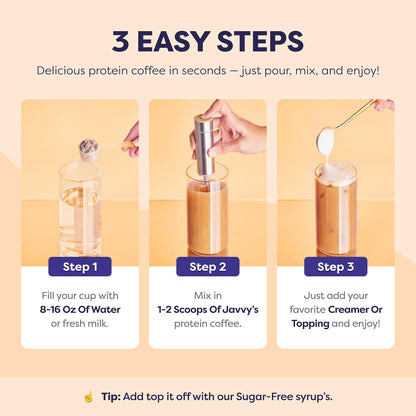 Caramel Protein Iced Coffee - Premium Whey Protein & Instant Iced Coffees - 100% Natural Cold Brew - Zero Artificial Flavors & Sweeteners, 80 mg Caffeine Per Serving, No Added Sugar, 20 Servings