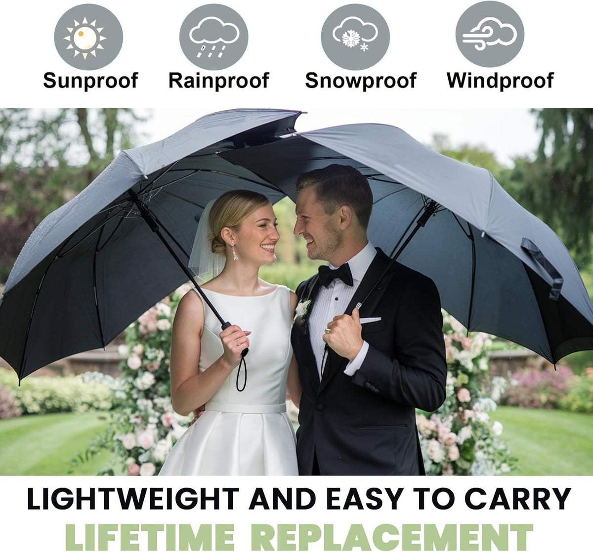 SIEPASA Compact Travel Umbrella - Windproof Auto Open/Close, Small Folding Umbrella for Rain - Lightweight & Durable with Fiberglass Frame, Waterproof Canopy - Fits Backpack, Purse, Suitcase. (Black)