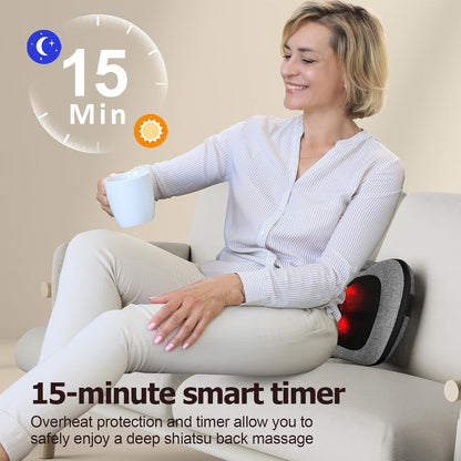 VIKTOR JURGEN Shiatsu Back Massager with Heat – Deep Tissue Massage for Neck, Shoulder, Leg, Upper & Lower Back Pain Relief, Electric Kneading 3D Massage Pillow Gifts for Men Women Dad, Mom, Christmas