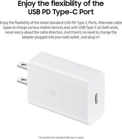 SAMSUNG 15W Wall Charger Type C (USB-C Cable Included), White