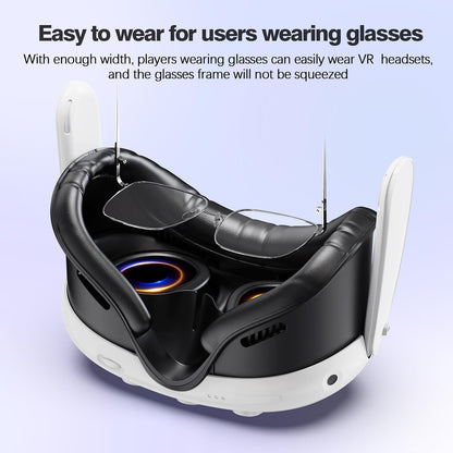 VZNEK Face Cover Pad for Oculus Quest 3, Sweat-Proof PU Foam Cushion for Meta Quest 3, Compatible with Oculus Quest 3 Original Spacer (for Quest 3)