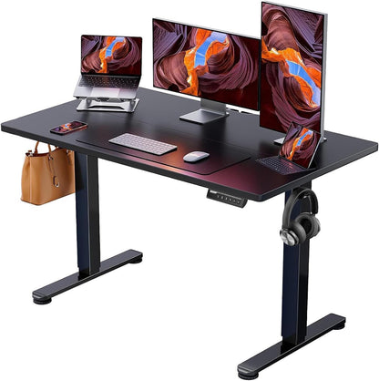 ErGear Height Adjustable Electric Standing Desk, 47.2 x 23.6 Inches Sit Stand up Desk, Memory Computer Home Office Desk with Two-Piece Desktop (Black)