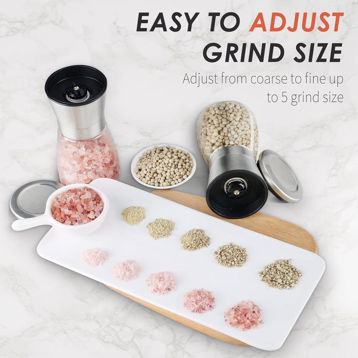 Original Stainless Steel Salt or Pepper Grinder - Top Spice Mill with Ceramic Blades, Brushed Stainless Steel and Adjustable Coarseness By Pepper Grinder （Single Package）