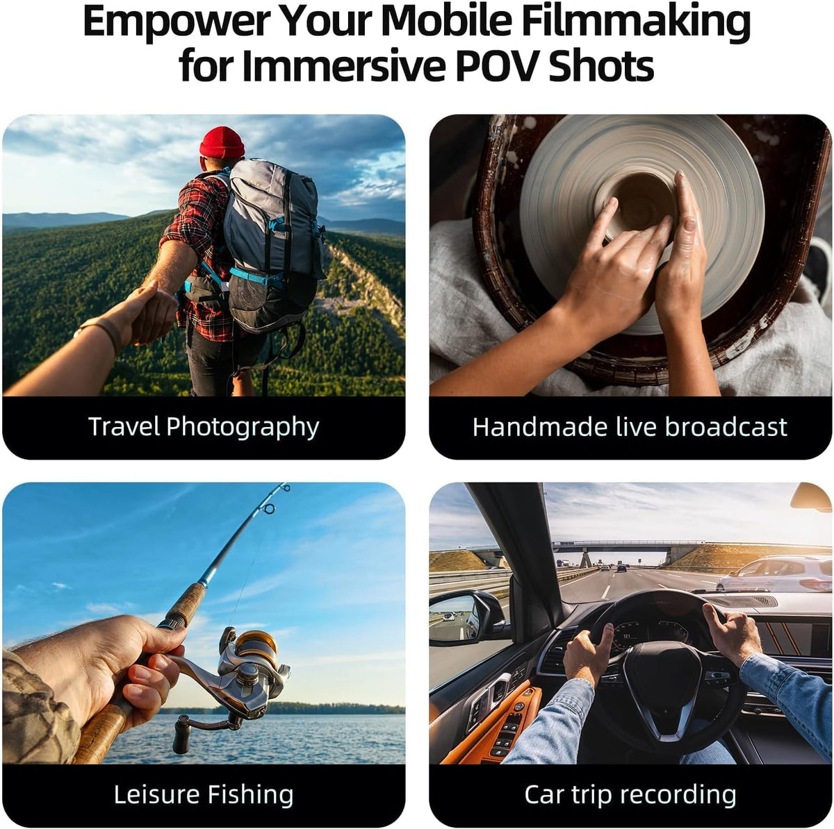 TELESIN Magnetic Neck Mount for Phones, Neck Cell Phone Holder POV/Vlog Selfie Mount Hand Free Phone Neck Holder Chest Stand Strap Video Recording for iPhone 17 16 15 14 13 12 Seires Android Phones