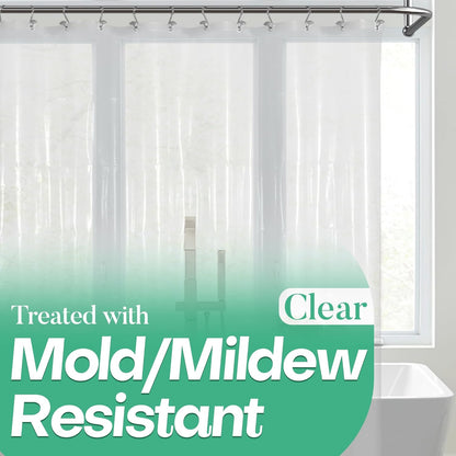 Mrs Awesome Clear Shower Curtain Liner with 3 Magnets, 72x72 Premium Flexible Sturdy Plastic Shower Curtain for Bathroom Lightweight, Waterproof, Clear