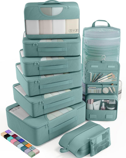 vekens 8-set packing cubes nylon organizer bags for beach vacation cruise ship travel essentials suitcase