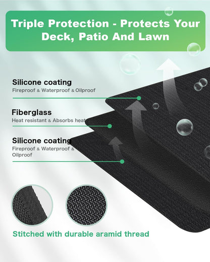 Large 76 x 52 inches Under Grill Mats for Outdoor Grill | Double-Sided Fireproof | Waterproof | Oil-Proof | Easy to Clean | Indoor Fireplace/Fire Pit Mat | Quality BBQ Mat for Deck Patio Lawn