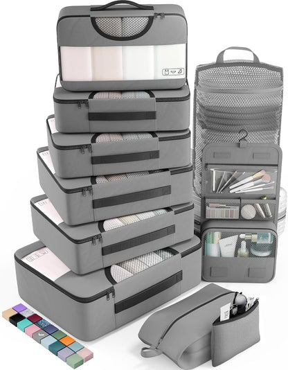vekens 8-set packing cubes nylon organizer bags for beach vacation cruise ship travel essentials suitcase
