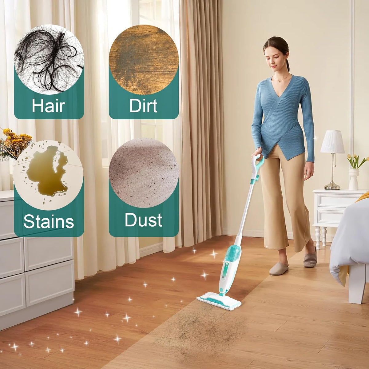 6 Pack Steam Mop Replacement Pads Compatible with Shark Steam Mops S1000/S1000A/S1000C/S1000WM/S1001C, Floor Steamer Pads Washable, Reusable Microfiber Cleaner Pads