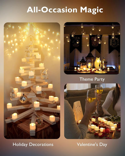 Homemory 12Pcs Flickering Flameless Candle Battery Operated, 200+Hours Fake Electric LED Tea Lights for Votive, Centerpiece Table Decorations, Wedding, Aniversary, Halloween, Christmas
