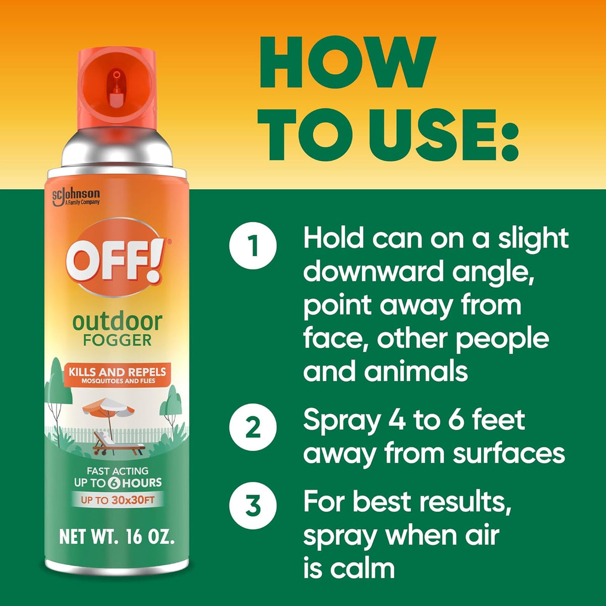 OFF! Outdoor Insect & Mosquito Repellent Fogger, Backyard Pretreat, Kills & Repels Insects in an up to 900 sq, ft, area, 16 oz (Pack of 2)