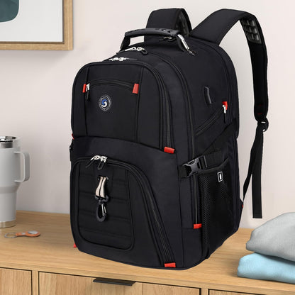 SHRRADOO Extra Large 50L Travel Laptop Backpack with USB Charging Port, College High School Backpack Airline Approved Business Work Bag Fits 17 Inch Computer for Men Women