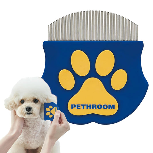 PETHROOM Professional Eye Comb for Pets | Stainless Steel Tear Stain Remover for Cats & Dogs | Gentle Round-Head Grooming Tool | Compact & Portable for Eye Gunk Removal