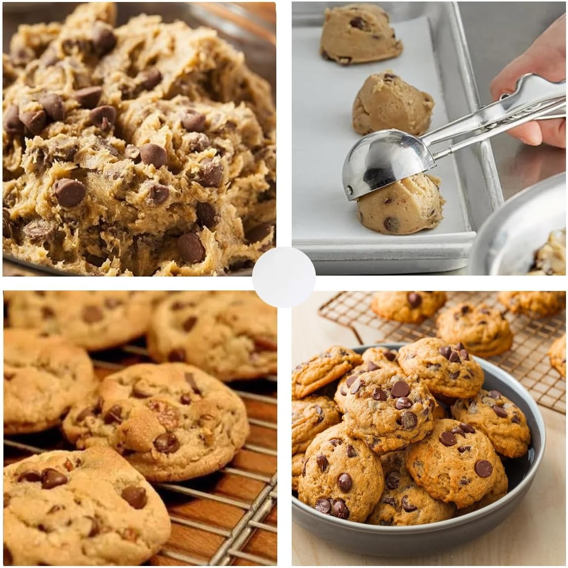 Ice Cream Scoop, 3Pcs Cookie Scoop Set, Stainless Steel Ice Cream Scooper with Trigger Release, Large/Medium/Small Cookie Scooper for Baking, Cookie Scoops for Baking Set of 3 with Cookie Dough Scoop…