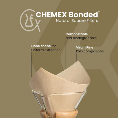 Chemex Natural Coffee Filters, Square, 100ct - Exclusive Packaging
