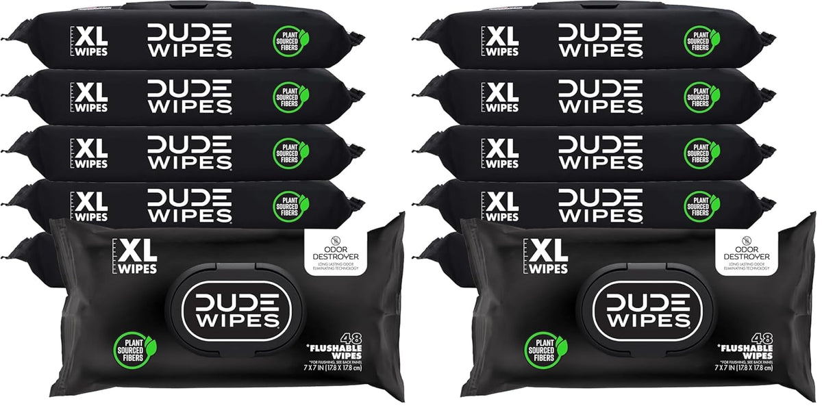 duke unscented extra-large adult wet wipes - 3 pack, 144 flushable wipes, septic and sewer safe