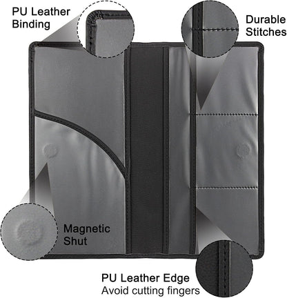 Premium Car Registration & Insurance Card Holder with Magnetic Shut, Vehicle Glove Box Car Organizer - For Documents, Cards, License (Black)