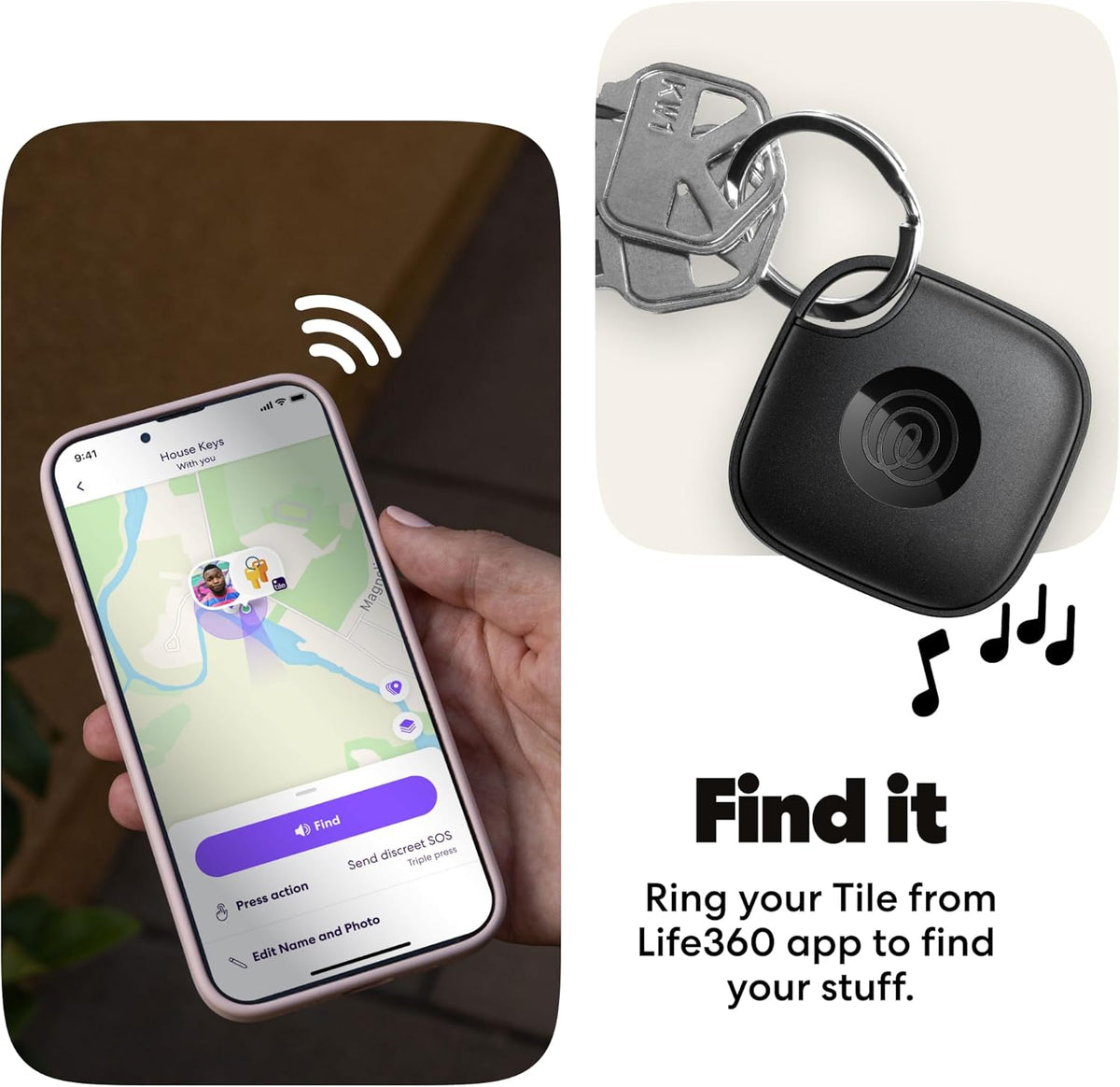 Life360 Tile - Bluetooth Tracker, Keys Finder and Item Locator for Keys, Bags and More. Phone Finder. Both iOS and Android Compatible. 2-Pack (Black/White)