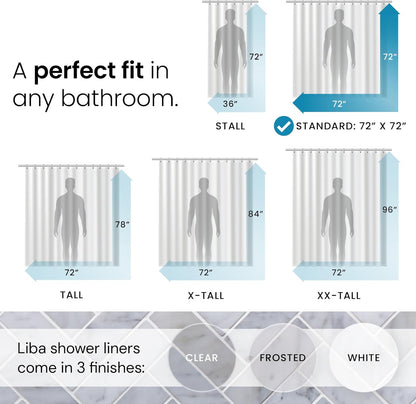 LiBa Bathroom Shower Curtain Waterproof Plastic Shower Curtain Premium PEVA Non-Toxic with Rust Proof Grommets Clear 8G Bathroom Accessories 72x72
