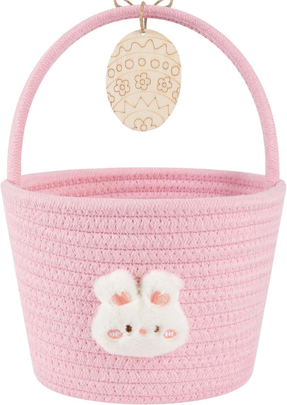 oiahomy-pink-easter-basket-with-handle-personalized-bunny-baskets-for-kids-and-gifts