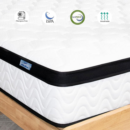 Queen Mattress 12 Inch | Hybrid Mattresses Queen Size in a Box | Medium Firm Memory Foam and Individual Pocket Springs | Fiberglass Free Bed Mattres | Breathable | CertiPUR-US