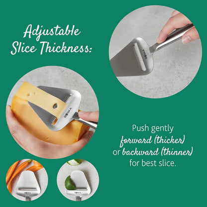 Boska Stainless Steel Cheese Slicer - Copenhagen For All Types of Cheese - Multi-Functional Cheese Slicer - Handheld Slicer - Silver Non-Stick - Dishwasher Safe - For Kitchen Cooking