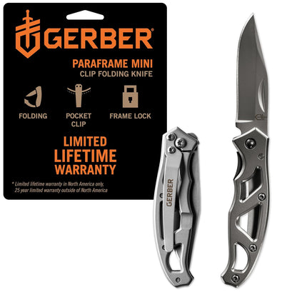 Gerber Gear Paraframe Mini Pocket Knife, 2.2" Fine Edge Small EDC Folding Knife with Safety Lock for Everyday Carry, Gifts for Men, Stainless Steel