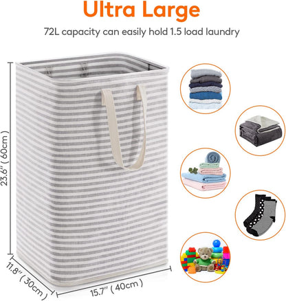 Lifewit 2 Pack Laundry Hamper Large Collapsible Laundry Baskets, Freestanding Waterproof Clothes Hamper with Easy Carry Handles in Laundry Room Bedroom Bathroom College Dorm for Adults, Grey, 2 x 80L