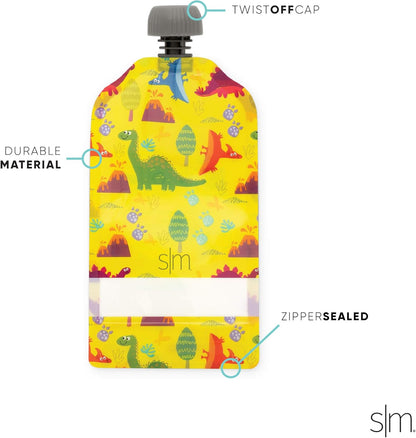 Simple Modern Reusable Baby Food Pouches for Toddlers | BPA Free Plastic, Food Safe, Freezer Safe | Refillable for Applesauce Yogurt & Puree Squeeze Pouch | 10 pack | 5oz | Assorted