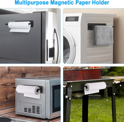 Paper Towel Holder, Magnetic Paper Towel Holder for Fridge, Toilet Paper Roll Holder Magnet Towel Rack Wall Mount Fridge Organizer for Paper Towels Rolls Bathroom Pantry RV Kitchen Storage