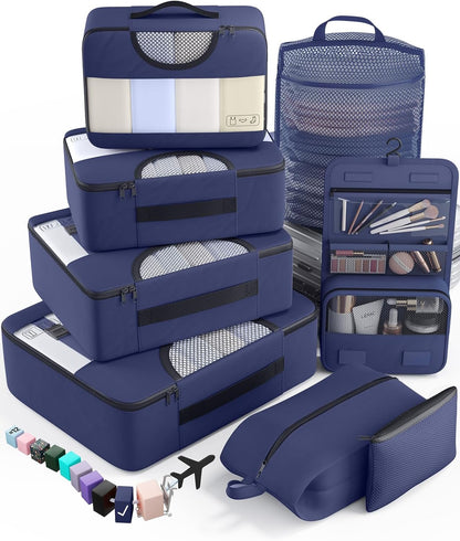 vekens 8-set packing cubes nylon organizer bags for beach vacation cruise ship travel essentials suitcase