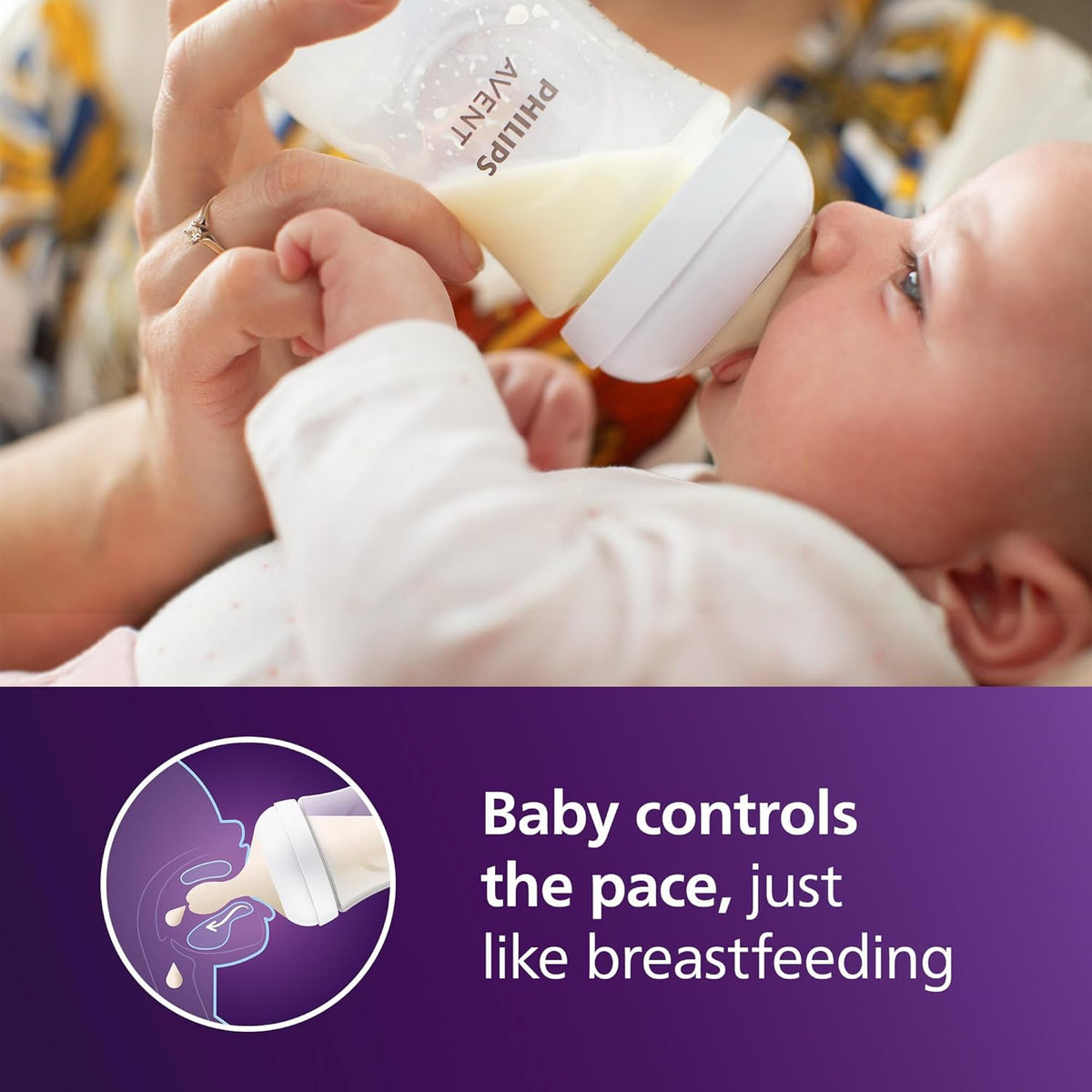 Philips Avent Natural Baby Bottles with Natural Response Nipples (Medium Flow, Flow 3), 9oz, 4-Pack, SCY903/04