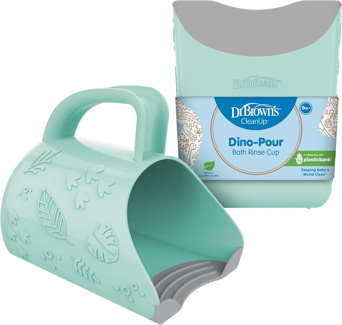 Dr. Brown's CleanUp Dino-Pour Baby Bath Rinse Cup, Tear-Free Rinsing for Babies and Toddlers, BPA Free