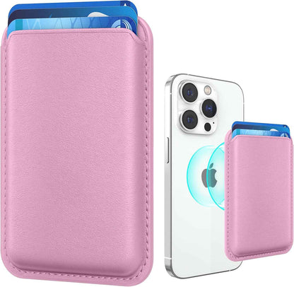 Stronger Magnetic RFID Leather Mag-Safe Card Holder for iPhone 16 Series, Mag-Safe Accessories Stick on Series of iPhone 17/16/15/14/13/12 and Pro/Promax, Black