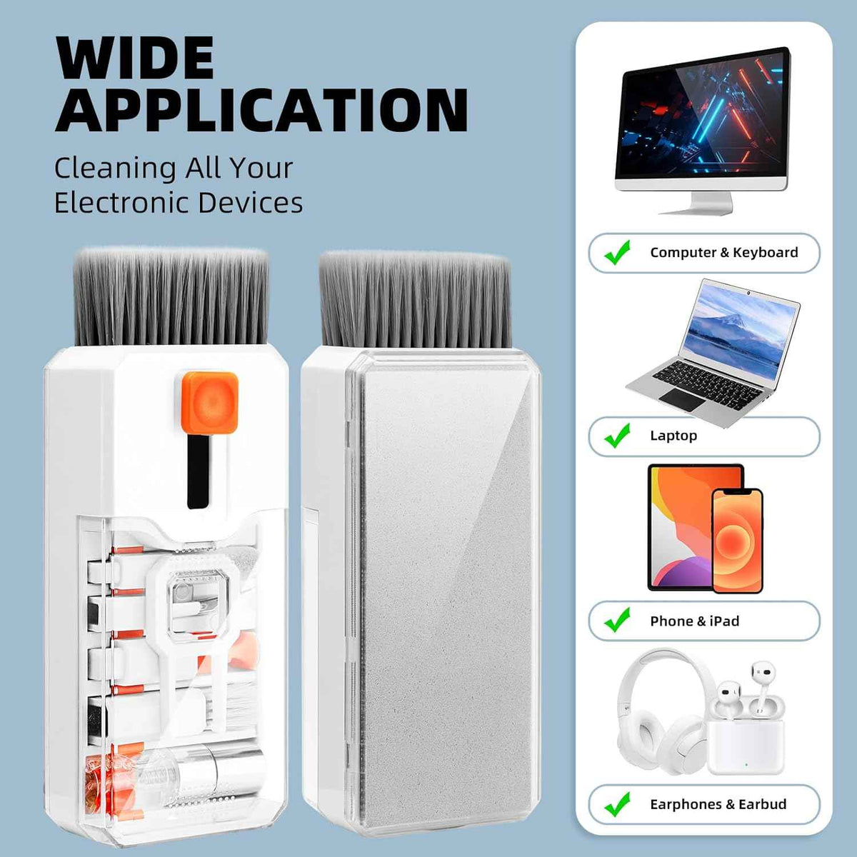 Keyboard Cleaning Kit Laptop Cleaner, 10-in-1 Computer Screen Cleaning Brush Tool, Multi-Function PC Electronic Cleaner Kit Spray for iPad iPhone Pro, Earbuds, Camera Monitor, All-in-one with Patent