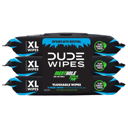 duke unscented extra-large adult wet wipes - 3 pack, 144 flushable wipes, septic and sewer safe