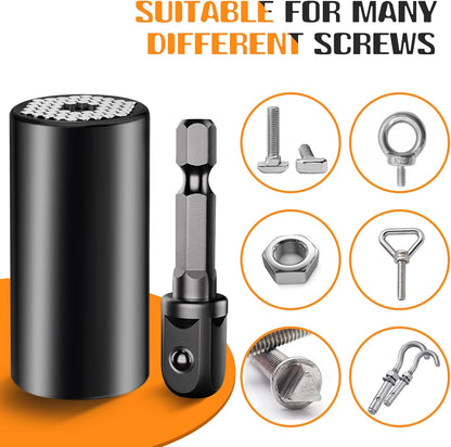 Universal Socket Tools Gifts for Men Dad Him Husband Teen Boys Women Cool Stuff Ideas Gadgets Gifts Fathers Day Birthday Christmas Stocking Stuffers Grip Socket Set with Power Drill Adapter