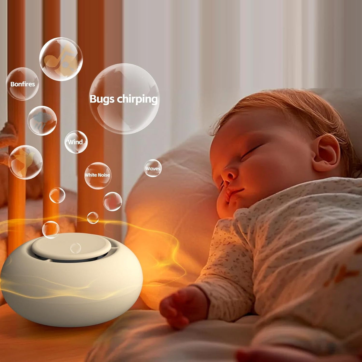 Portable Baby Sound Machine [White Noise for Babies Kids Adults][Timer Function][12 Soothing Sounds][Sleep Boombox] 15 Hours Battery Life, Travel,Registry,Gifts,Shower,Clips on Baby Stroller