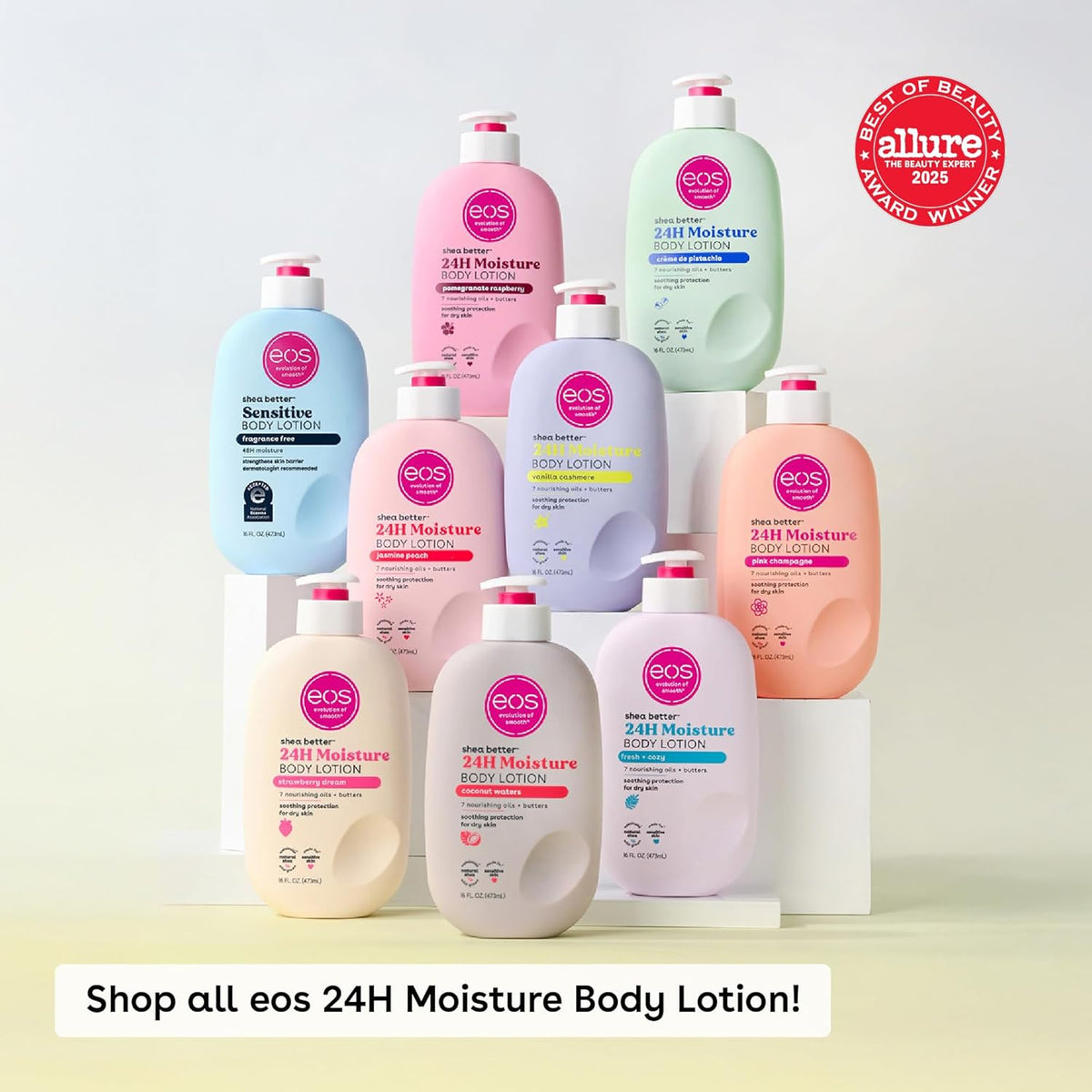 eos 24H Moisture Travel Body Lotion- Vanilla Cashmere, Travel Size Essential, Toiletries, Mini Body Lotion For Dry Skin, 2.5 fl oz