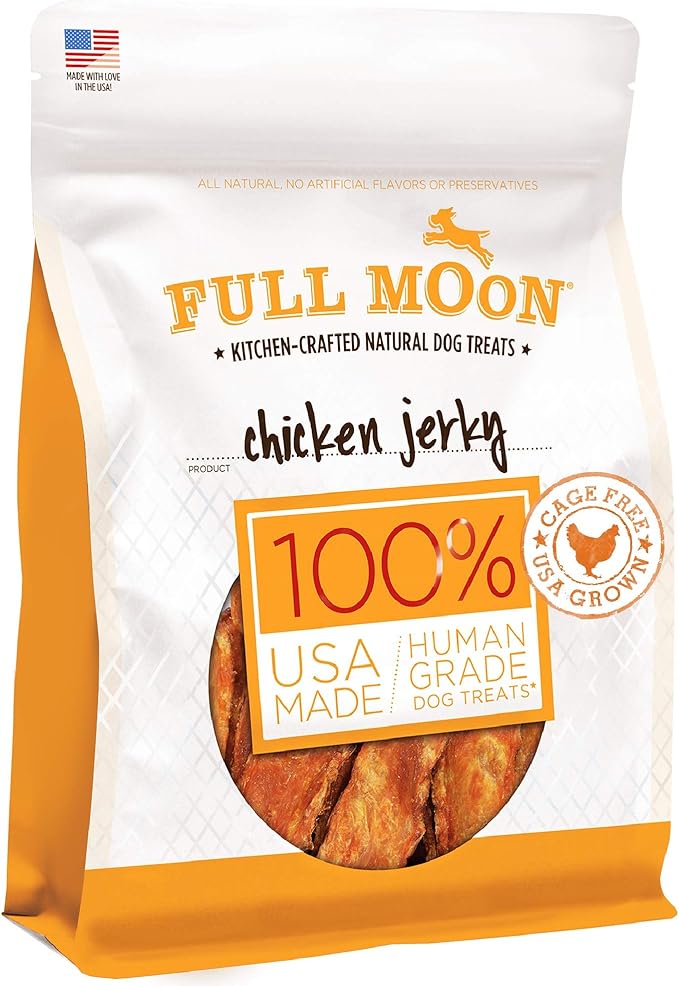 Full Moon Chicken Jerky Healthy All Natural Dog Treats Human Grade Made in USA Grain Free, 1.5 Pound (Pack of 1)