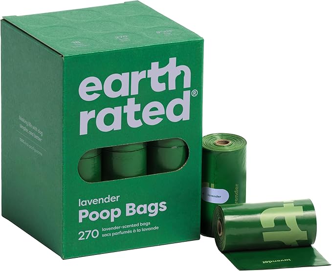 Earth Rated Poop Bags for Dogs, Guaranteed Leak Proof and Extra Thick Waste Bag Refill Rolls, Lavender Scented, 270 Count
