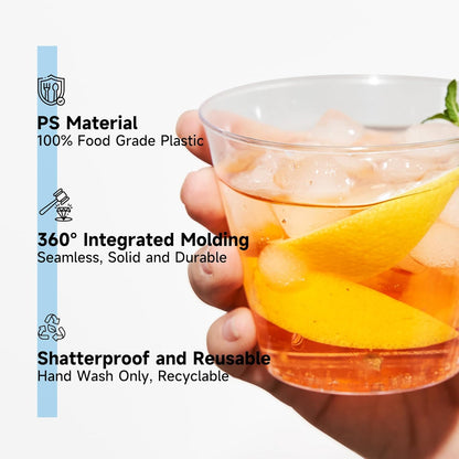RACETOP 9 oz Clear Plastic Cups 100 packs, Disposable Plastic Party Cups Tumblers, Cocktail Cups, Perfect for Parties, Wedding and Events
